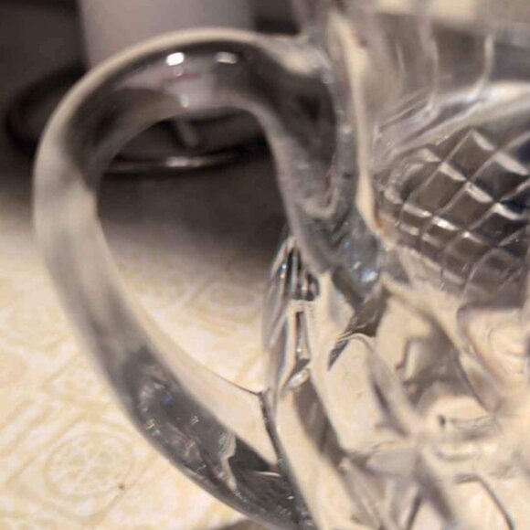 Teleflora Heavy Lead Crystal Squat Pitcher Basket Weave Diamond Cut - Picture 5 of 7